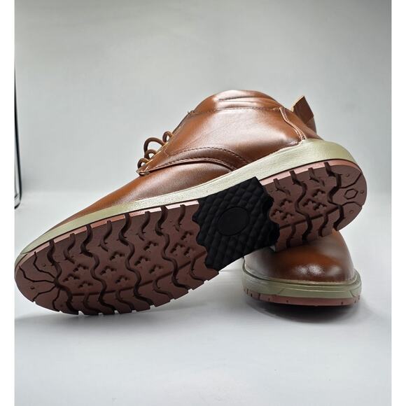 Men’s Brown Leather Chukka Boots Lace-Up Casual Dress Ankle Boots Rugged Sole main image 5